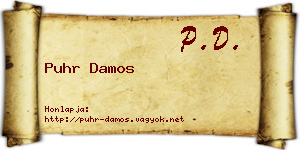 Puhr Damos névjegykártya